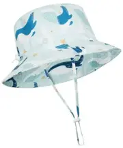 Baby Sun Hat UPF 50+ Sun Protective Toddler Bucket Hat 0-6 Months Blue Whale