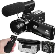 TEHAUX High Definition Touch Screen Video Camera for Vlogging Digital Camcorder with Microphone Lightweight Portable Design Convenient for Filming and Creative Projects