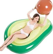 LATERN Giant Inflatable Avocado Float, 165 cm Large PVC Swimming Pools Float Lounge Beach Floaty with Water Ball for Children Adults Pool Beach Party Toy