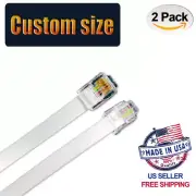 (2 Pack) White RJ12 6P6C Straight Data Cable. Custom Size From 2" - 3ft