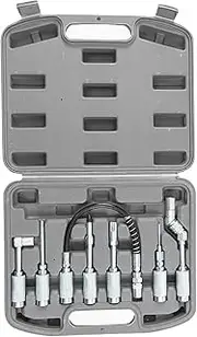 Grease Gun Mounting Kit, 7-Piece Grease Gun Set, Adapter and Accessory Set for Grease Guns, Reinforced Hose Tool Set, Extension Attachments, Tips, Angle Attachment, Grease Gun Accessories with Tool