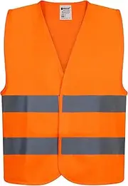 PROOF COMFORT & SAFETY High Visibility Safety Vest with Reflective Tape Construction Vest Multi-Pockets Lightweight for Adults 1/2/5 Pieces S-3XL, orange, M