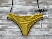 FRANKIE'S BIKINIS AMBER RIBBED ALANA CHEEKY CUT BIKINI BOTTOM (L) NWT $80
