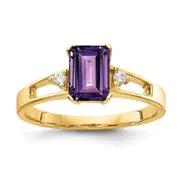 14K Yellow Gold 7x5mm Emerald Cut Amethyst A Real Diamond ring