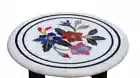 12" white marble table top coffee corner inlay malachite handmade pietra dura c1