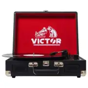 Victor Metro Dual Bluetooth Suitcase Turntable with 3 Speeds and Built-In Stereo
