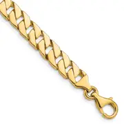 Solid 14K Yellow Gold 22 inch 7.4mm Hand Polished Fancy Link with Fancy Lobster Clasp Chain Necklace