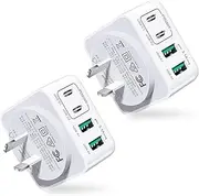 USBC Wall Charger,2-Pack 40W USB C Wall Plug with PD+QC Fasting Charging Ports,Multiport USB Block Compatible with iPhone 16/15/14, Samsung S25/S24 Ultra,Google Pixel,iPad and More