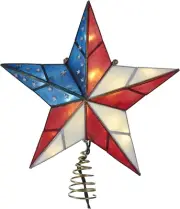 Lighted American Flag Star Christmas Tree Topper