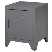 HOMCOM Nightstand 15.75"x19.75" Metal Frame Grey w/ Adjustable Shelf Storage