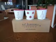 At Home American NIB Set of 3 Christmas Candle Holders LED/Tealight