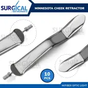 10 Pcs Minnesota Cheek Retractor W/Fiber Optic Light Output Dental German Grade