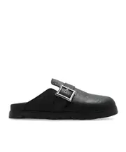 monogram leather flat mules 36 Black