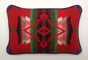 16"x23" Wool & Black Suede Leather SW Pattern Pillow made w/Pendleton® Fabric