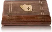 Unique Birthday Gift Ideas Handcrafted Classic Wooden Playing Card Holder Deck Box Storage Case Organizer With 2 Sets of Premium Quality 'Ace' Playing Cards Anniversary Housewarming Gifts For Him Her