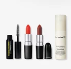 New! Mac Cosmetics 4 Piece Set Lipstick: Lady Danger & PDA Mascara Serumizer