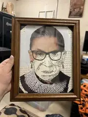 Remembering RBG Art, Ruth Bader Ginsburg, Pen and Ink, Magazine Art, Mixed Media