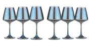 Glasstar Lazurit 12 Oz Handmade Wine Crystal Glasses on a Long Stem, Set of 6