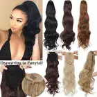 Real Long Wavy Curly Hairpiece Drawstring in Hair Extensions Ponytail for Human