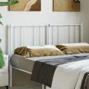 White Metal Double Headboard 137 cm Stylish Bed Frame Bedroom Decor