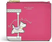 [RADLEY] London Womens Magic Carousel Small Ziptop Coin Purse Card Holder Wallet in Bright Pink Smooth Leather with Three Card Slots, Bright Pink, One Size, Classic