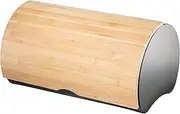 Oggi Countertop Bread Box Food Storage Container Loaf Bin with Ventilation & Stylish Bamboo Lid, 14.75-inch by 9.5-inch by 8.5-inch, Black/Bamboo