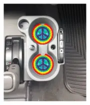 TIE DYE PEACE SYMBOL CUSTOM RUBBER CAR COASTER SET 2 FOR CUP HOLDER