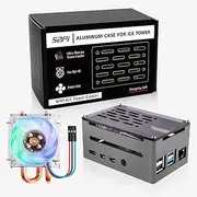 GeeekPi Aluminum Case with ICE Tower Cooler for Raspberry Pi 4, Pi 4 PWM Cooling Fan with Aluminum Heatsink for Raspberry Pi 4 Model B Only