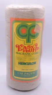 NEW Vintage 1970s Easy Fluff Macrame Cord Herculon Flat Braid Beige 82 yds/246'