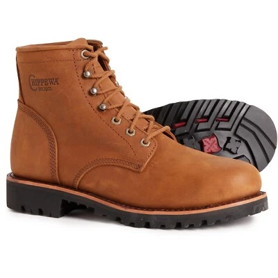 Chippewa Mens Classic 2 6 in Lace Up Bourbon Brown Leather Safety Toe Work Boots