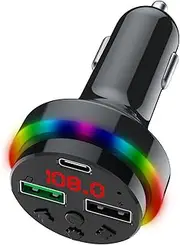 Wireless FM Transmitter, Music Player Double USB Port Radio Adapter with LED Light Display, Automotive Interior Accessories Multifunctional Car Charger FM Transmitter for Family, Friends