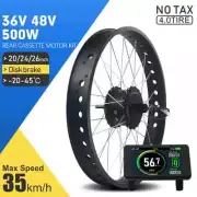 Snow E-bike Conversion Kit 36V 48V 500W 20/24/26in Rear Cassette Hub Motor Wheel