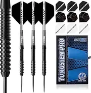 CyeeLife Tungsten Darts 23g Steel Tip,Steel Tip Darts Set with PC Shafts + Tungsten Barrels + Dart Flights + Dart Sharpener,Professional Tungsten Darts Set