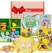 Easter Hamper for Kids - Make Your Own Easter Hat to Decorate with 17 Piece Easter Bonnet Decorations Kit and Cadbury Egg Chocolate and Gummy - Easter Bonnet Kit for Boys, Easter Gifts for Kids
