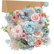 Artificial Flowers Roses Fake Flowers with Stems White Dahlia Blue&pink