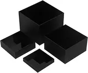 Kcgani Acrylic Cube Display Boxes Pedestals, Black Acrylic Platform with Hollow One Open Side, Stackable Acrylic Nesting Risers Stands Shelf for Comestic Food Collectibles Jewelry Museum Show