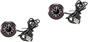 iplusmile 2pcs Car Luminous Clock Dash Decorations Digital Alarm Clock Vehicle Clock for Dashboard Car Clock Accessories Stick on Clock for Car Dashboard Retro Dash Kit Frosted Plating Black
