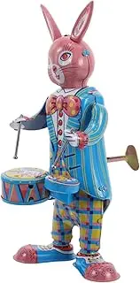 Gogogmee Iron Rabbit Drummer Robot Toy Retro Clockwork Toy for Boy Girl Musical Instrument for Boys and Girls Parties