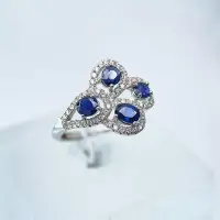 在飛比找Yahoo!奇摩拍賣優惠-金鉑斯珠寶【藍寶石戒指】1.10克拉天然藍寶石925銀戒