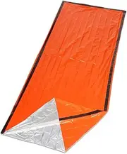 PartyKindom Emergency Pe Aluminum Film Tent Mat for Outdoor Camping Hiking and First Aid with Whistle and Storage Bag Orange Lightweight Portable Heat Insulation