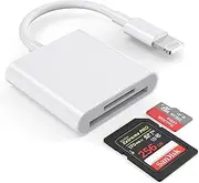 SD Card Reader for iPhone/iPad,[Apple MFi Certified]2 in 1 Dual Slot Lightning to SD/TF Card Camera Memory Card Reader Adapter for iPhone 14/13/12/11/X/XS/XR/8/7 iPad,Quickly Transfer Photos Videos