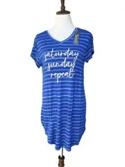 Natural Reflections Mazarin Stripes Saturday Sunday Repeat Short Sleep Shirt S