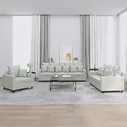Generic 3 Piece Sofa Set with Cushions Light Grey Velvet
