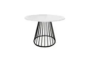 HomeStar Matilda Round Faux Marble Kitchen Dining Table 110cm Metal Legs White/Black