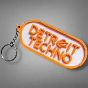 Detroit Techno Movement Keychain Electronic Music Hart Plaza Festival Orange/Wht