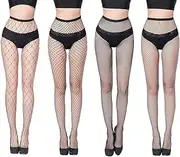 [BFLCWCY] 4 packages fishnet stockings black silk hollow mesh black stockings spring and summer pantyhose