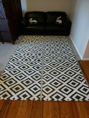 Outdoor/Indoor Plastic Rug/Mat 180 x 280 cm Black/White