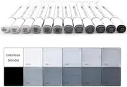 Artist Graphic Marker Pen 12 Grey Colours,Dual Tip Art Marker for Sketch,Drawing (12 Cool Grey)