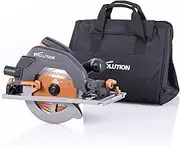 Evolution Power Tools R185CCSX+ Circular Saw With TCT Multi-Material Cutting Blade, Cuts Wood, Plastic, Metal & More | Track Compatible | Carry Bag Included | 0-45˚ Bevel Scale | 185mm (230v)