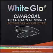 White Glo Charcoal Deep Stain Remover Activated Charcoal Strips, Remove 10 Years of Stains in 7 Days With Long Lasting Results, Comfortable Use With Non-Slip Strips - 7 Uses